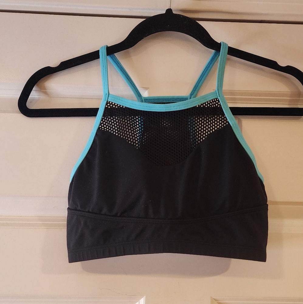 Trina Turk Recreation Women's Black and Blue Mesh Sports Bra XS